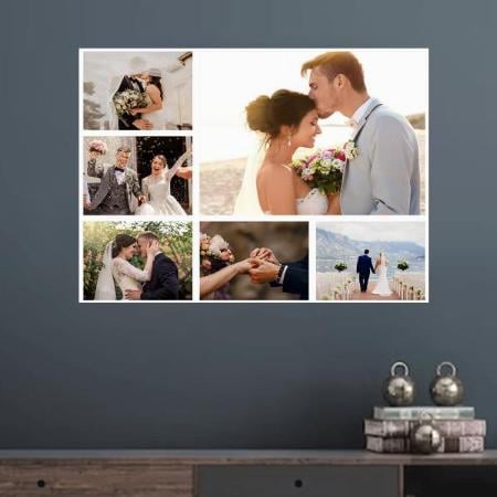 Modern Couple  6 Photo Collage Customized Photo Printed Horizontal Landscape Poster