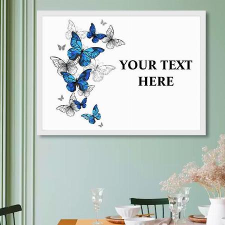 Blue Flying Butterflies Customized Photo Printed Horizontal Landscape Poster
