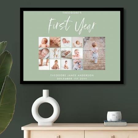 Babies First Year Photo Collage Customized Photo Printed Horizontal Landscape Poster