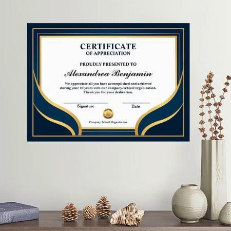 Appreciation Achievement Gold Blue Customized Photo Printed Horizontal Landscape Poster