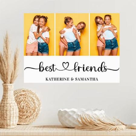 Best Friends 3 Photo Collage Customized Photo Printed Horizontal Landscape Poster