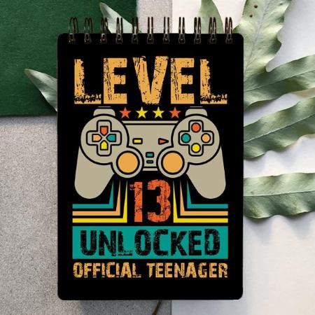 13th Birthday Gift Boys Level 13 Unlocked Official Customized Photo Printed Notebook