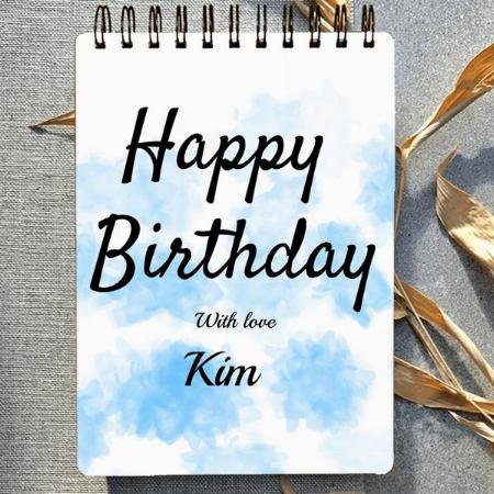 Blue Watercolor Simple Birthday Customized Photo Printed Notebook