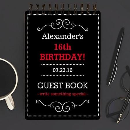 Black with White dots Design Birthday Party Customized Photo Printed Notebook