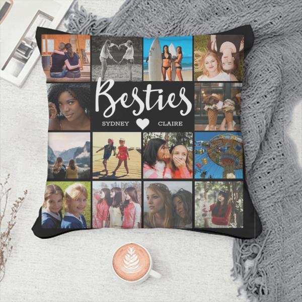 Besties Multi Photo Collage Customized Photo Printed Cushion