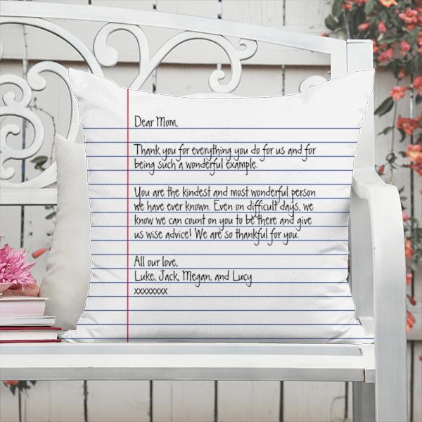 Modern Handwritten Letter on Lined Paper for Mom Customized Photo Printed Cushion