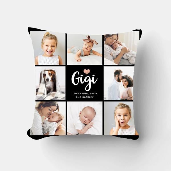 Simple and Chic Photo Collage and Heart Customized Photo Printed Cushion