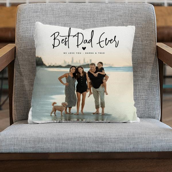 Best Dad Ever Design with Photo Customized Photo Printed Cushion