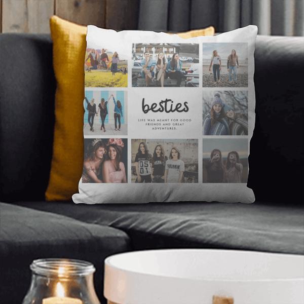 Besties Best Friend Quote Photo Collage Customized Photo Printed Cushion