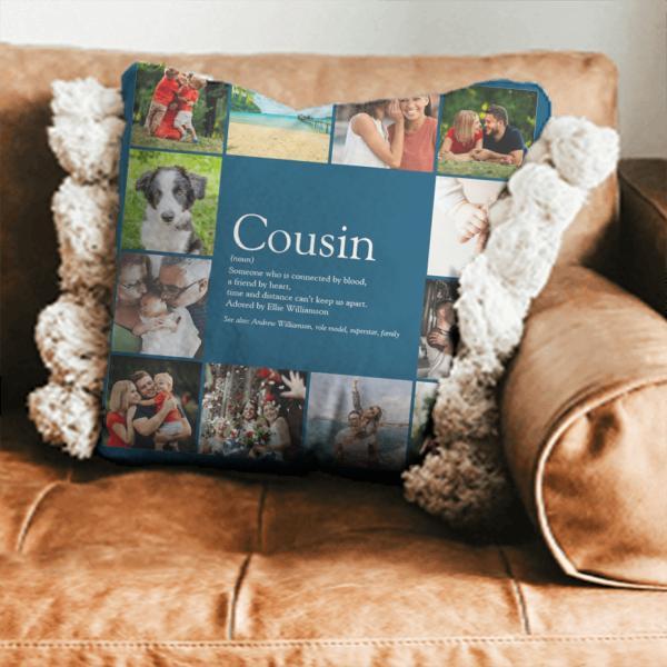 Best Cousin Ever Definition 12 Photo Collage Customized Photo Printed Cushion