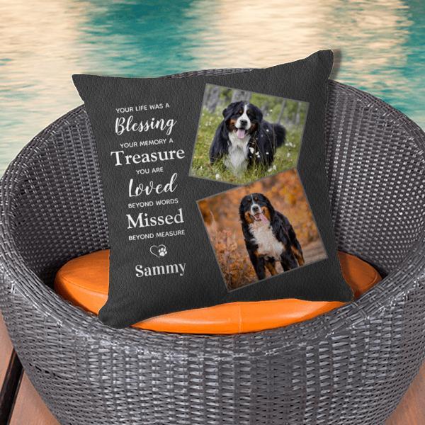 Custom Pet Dog Memorial Sympathy Pet Loss 2 Photo Customized Photo Printed Cushion