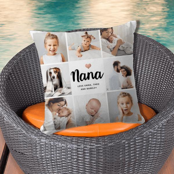 Simple and Chic | Photo Collage and Heart Customized Photo Printed Cushion