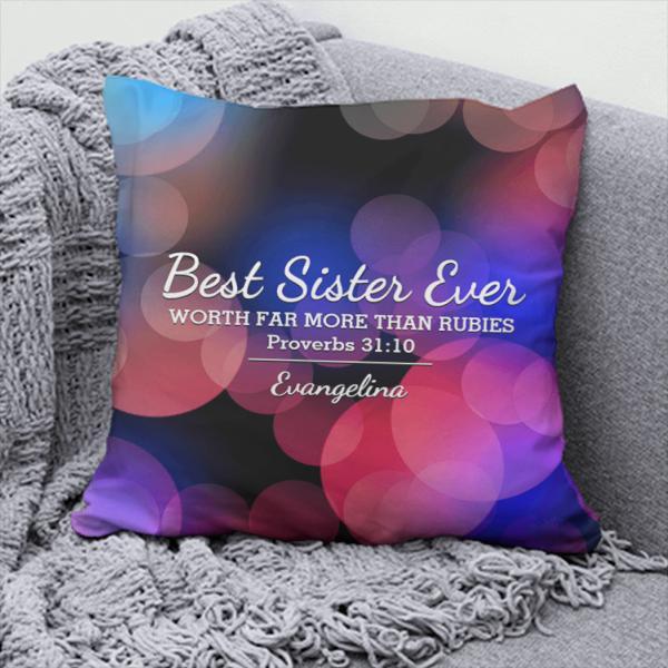 Best Sister Ever Design Customized Photo Printed Cushion