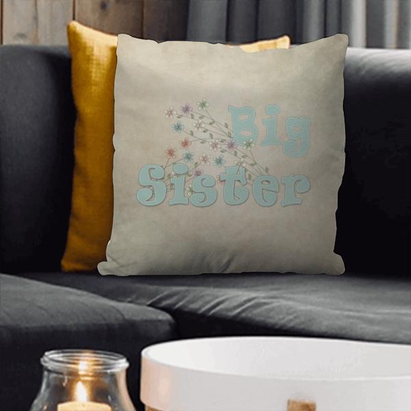 Big Sister With Floral Design Customized Photo Printed Cushion