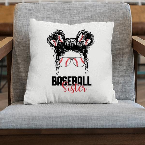 Baseball Design for Sister Customized Photo Printed Cushion