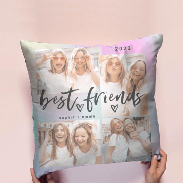 Best Friends Design Multi Photo Collage Customized Photo Printed Cushion