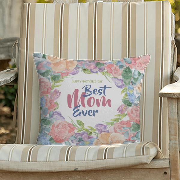 Best Mom Ever Heart Photo Collage Mother's Day Customized Photo Printed Cushion