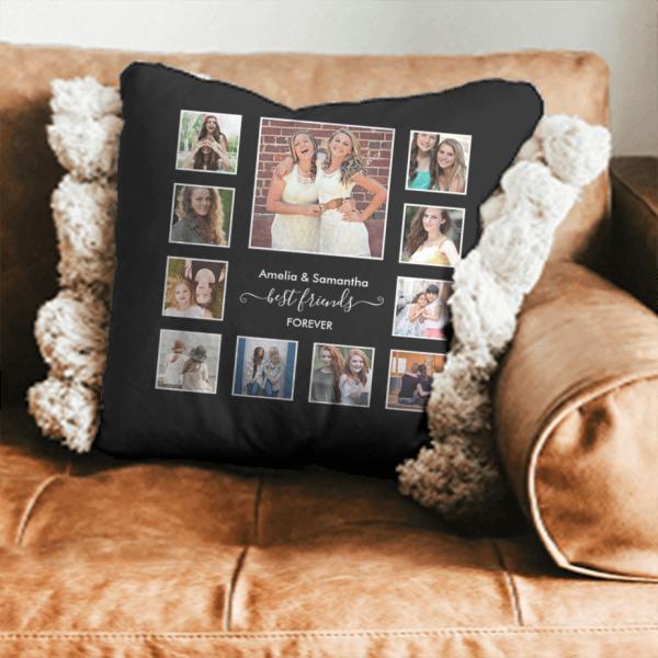 Besties Best Friends Forever 11 Photo Collage Customized Photo Printed Cushion