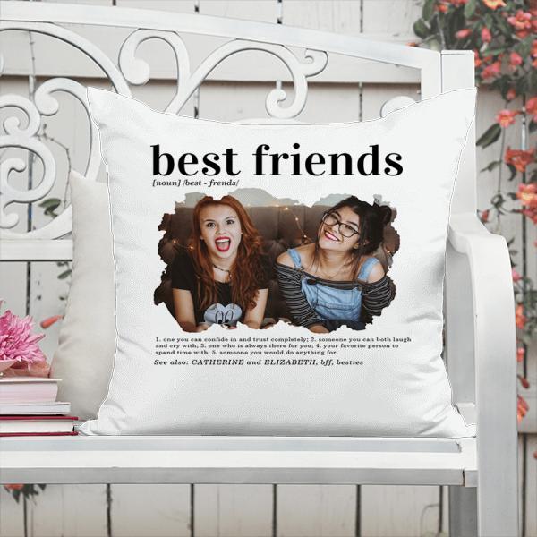 Modern Best Friends Photo Dictionary Definition Customized Photo Printed Cushion