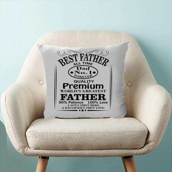 Best Father All Time Customized Photo Printed Cushion