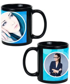 Custom Black Mug - Blue Circles Design