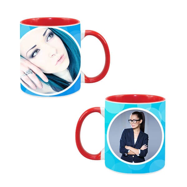 Red Mug Design Buy Custom Dual Tone Red Mug - Blue Circles Design Online | yourPrint