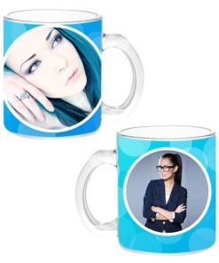 Custom Transparent Clear Mug - Blue Circles Design