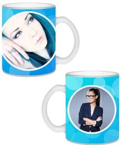 Custom Transparent Frosted Mug - Blue Circles Design