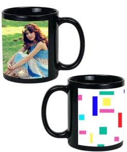 Custom Black Mug - Colorful Lines Design
