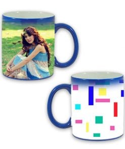 Custom Blue Magic Mug - Colorful Lines Design
