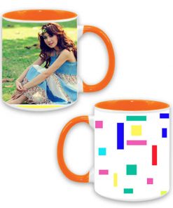 Custom Dual Tone Orange Mug - Colorful Lines Design