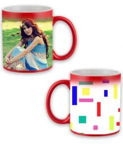 Custom Red Magic Mug - Colorful Lines Design
