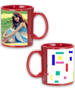 Custom Red Mug - Colorful Lines Design