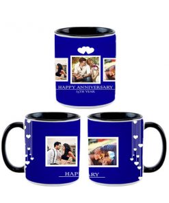 Custom Dual Tone Black Mug - 3 Pic Collage and Hearts Design