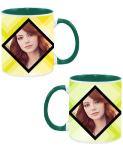Custom Dual Tone Green Mug - Dual Image Design