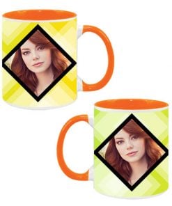 Custom Dual Tone Orange Mug - Dual Image Design