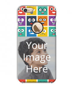 Emoji Expressions Design Custom Back Case for Apple iPhone 6 with Logo Cut