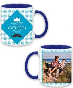 Custom Dual Tone Dark Blue Mug - Happy Father's Day Design
