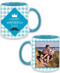 Custom Dual Tone Sky Blue Mug - Happy Father's Day Design