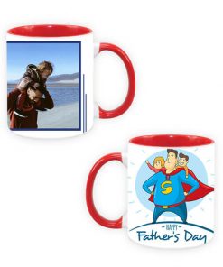 Custom Dual Tone Red Mug - Happy Father's Day Design