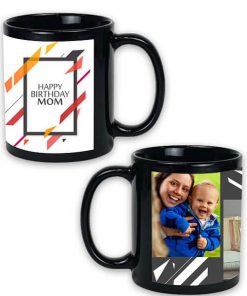 Custom Black Mug - Happy Birthday Abstract Design