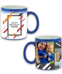 Custom Blue Magic Mug - Happy Birthday Abstract Design