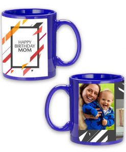 Custom Blue Mug - Happy Birthday Abstract Design