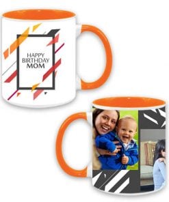 Custom Dual Tone Orange Mug - Happy Birthday Abstract Design
