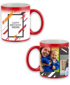 Custom Red Magic Mug - Happy Birthday Abstract Design