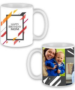 Custom White Mug - Happy Birthday Abstract Design
