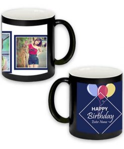 Custom Magic Mug - Black - Happy Birthday Design