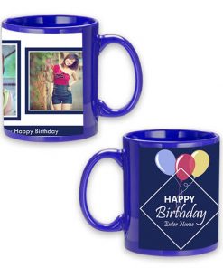 Custom Blue Mug - Happy Birthday Design