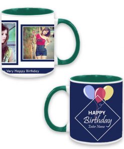 Custom Dual Tone Green Mug - Happy Birthday Design