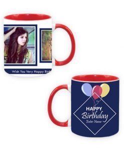 Custom Dual Tone Red Mug - Happy Birthday Design